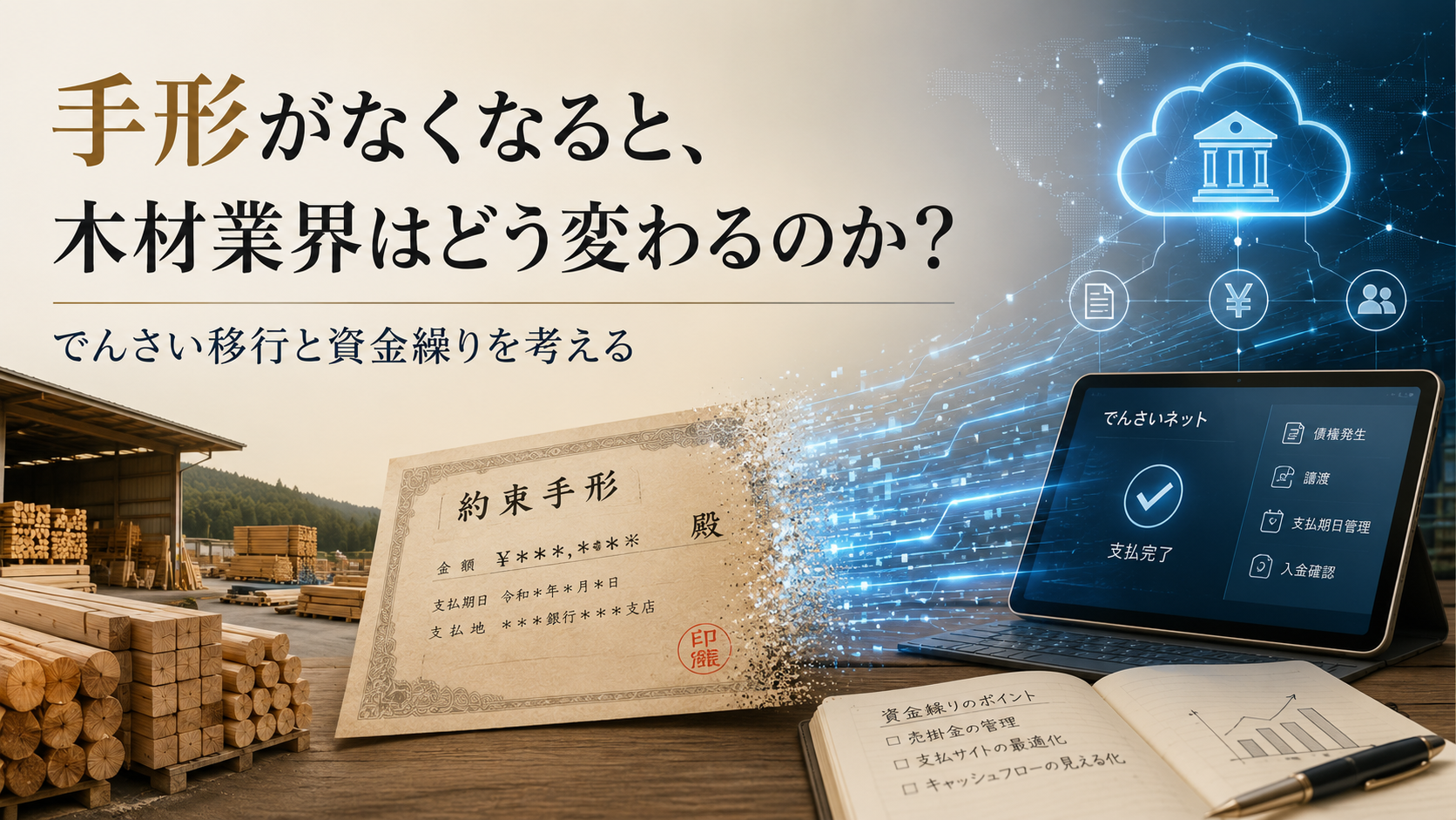 紙の手形と無形のでんさいとこれからの木材業界